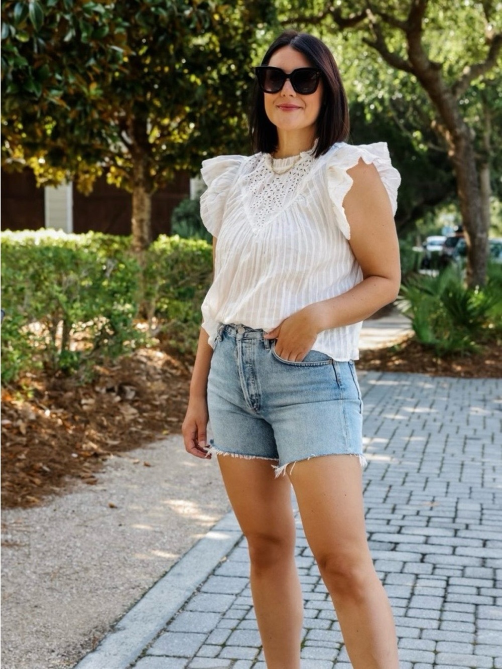Universal Thread White Eyelet Cotton Blouse
